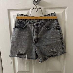 Levi's Distressed Washed Black High-Rise Denim Shorts